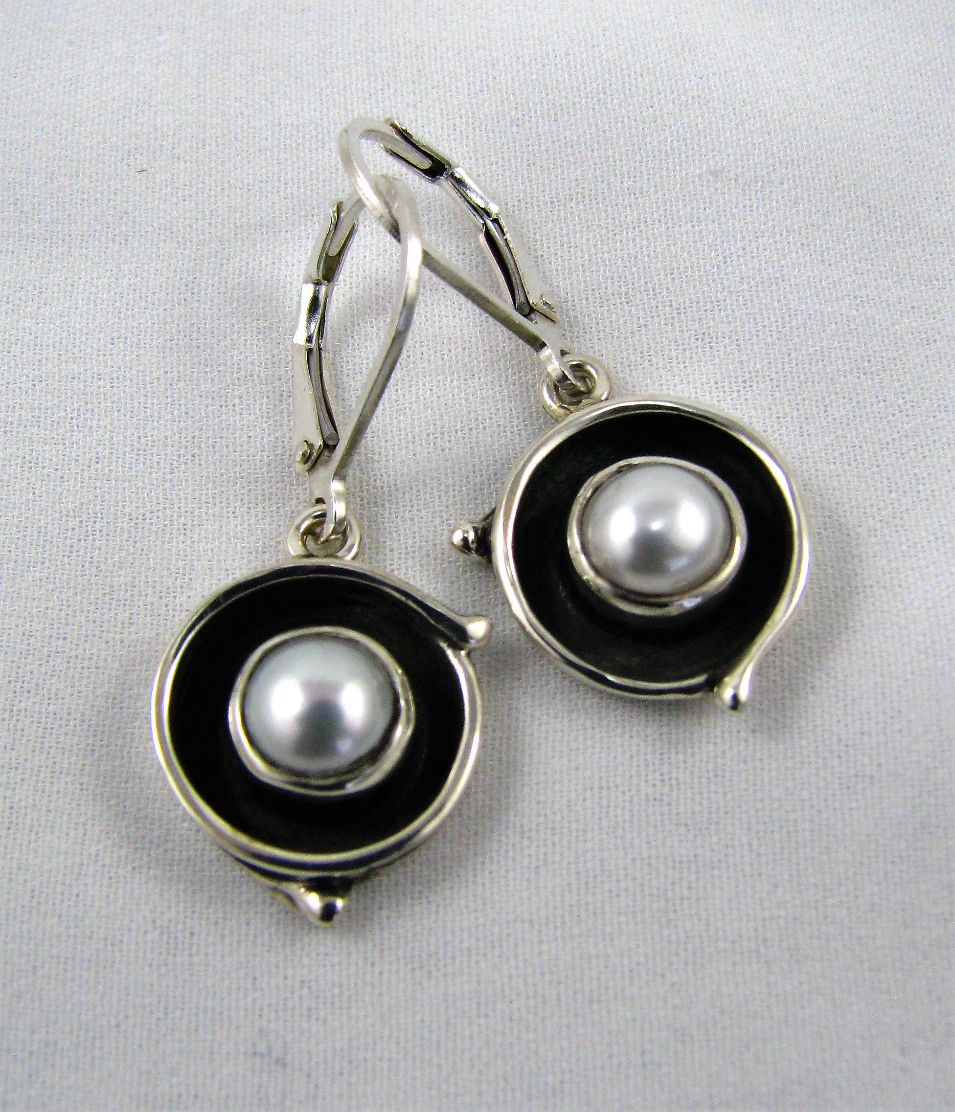 Fused Sterling Silver and Pearl Earrings